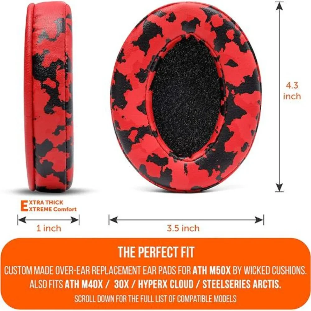 Wicked Cushions PadZ - Thick & Soft Ear Pads for ATH M50X / M40X / SteelSeries